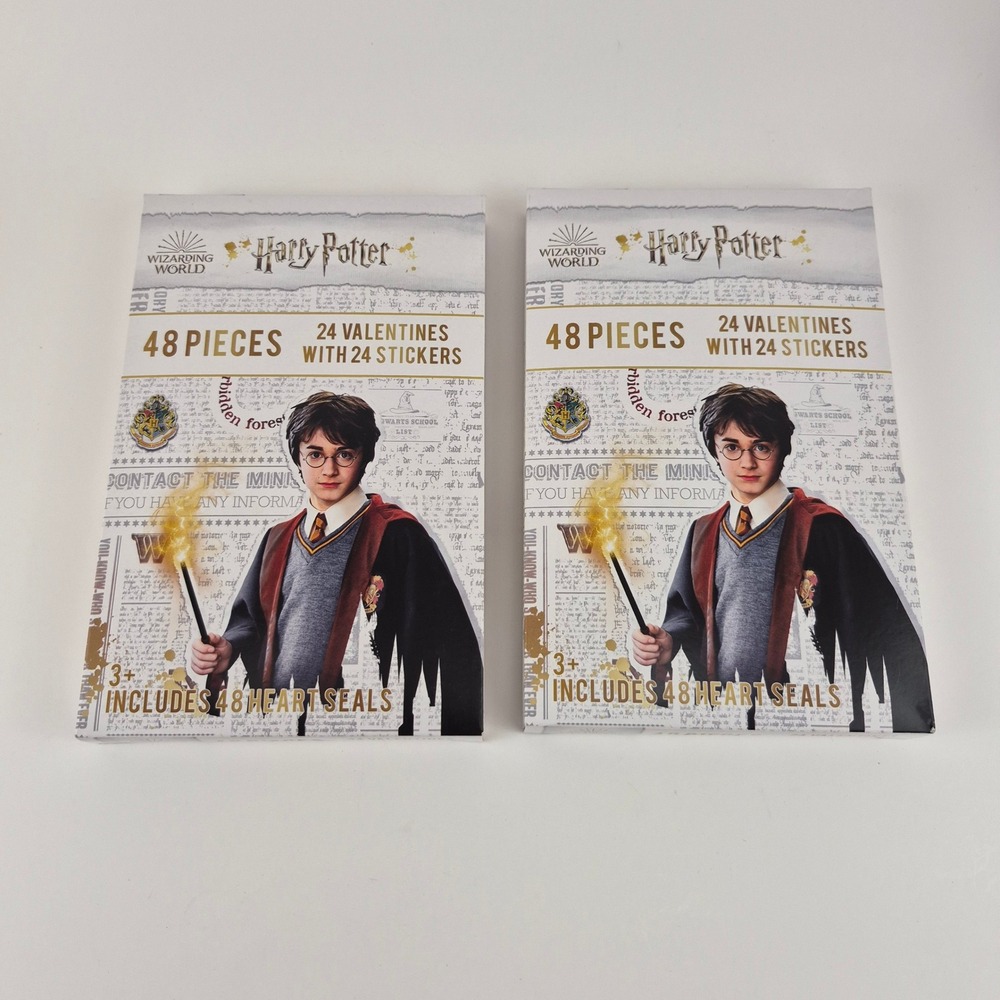 Harry Potter Valentines Day Cards 2 Packs 48 Count Stickers Heart Seals NEW